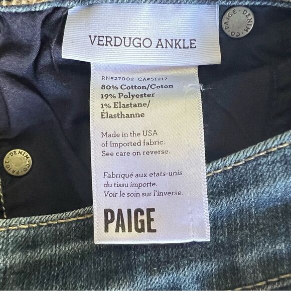 Paige Verdugo Ankle Zipper Jeans 25 New - Picture 6 of 10